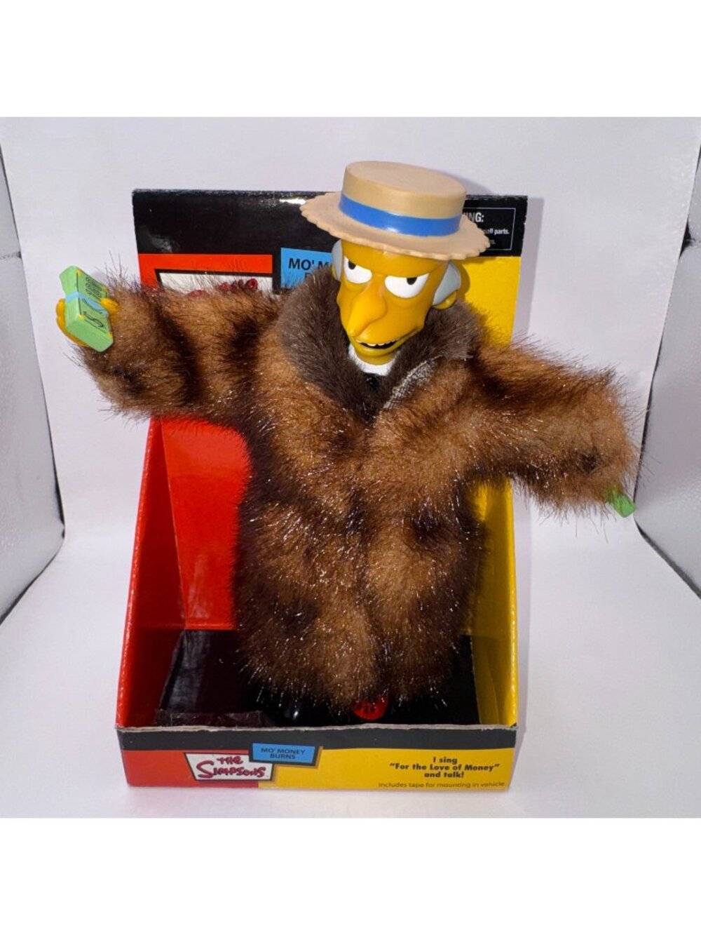 Simpsons Mo' Money Burns Mr. Burns Singing Figure The Simpsons  Faux Fur Rare